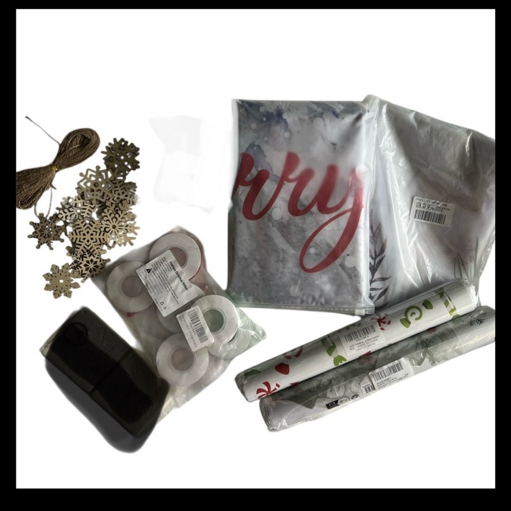 NWT Christmas Holiday Bundle! Wall decals, shower curtain, ribbon, stencil, etc